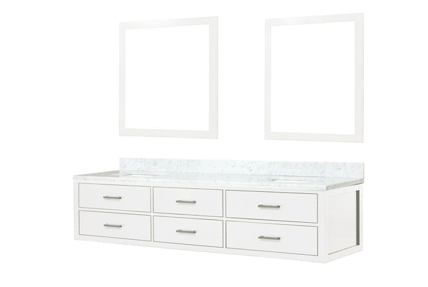 English Elm White Double Bath Vanity Set With Carrara Marble Top, Soft-Close Drawers, And Dual 36" Mirrors B2731S01586-GIGA