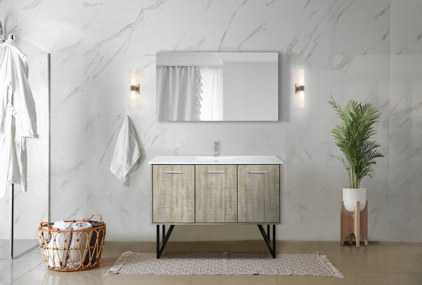 English Elm Rustic Acacia Bath Vanity 48" W x 20" D with Cultured Marble Top, Soft-Close Drawers, 43" Mirror B2731S01512