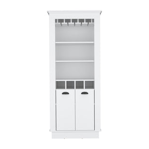 English Elm Lafayette Elegant Bar Cabinet with 4-Bottle Wine Rack, 10-Glass Holder and Spacious Dual-Door Storage White 33 L x 27 W x 5 H B070S00329