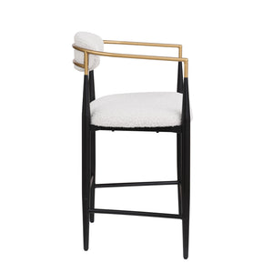 English Elm Christopher Knight Home® - Counter Stool Set Of 2 - Modern Minimalist Boucle Upholstered Stools With Elegant Iron Frame N771P249370B