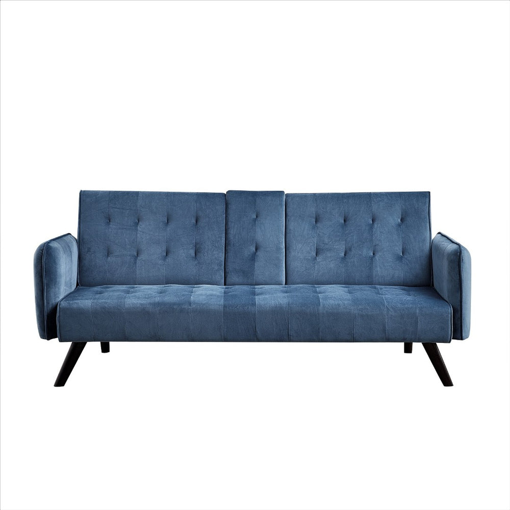 English Elm 72" Tufted Velvet Futon Sleeper Sofa with Console Mid-century 3 Seat Compact B2735P490975