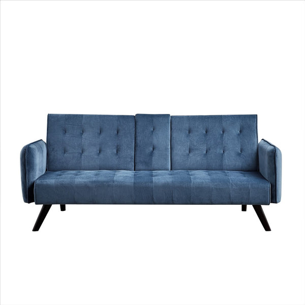 English Elm 72" Tufted Velvet Futon Sleeper Sofa with Console Mid-century 3 Seat Compact B2735P490975