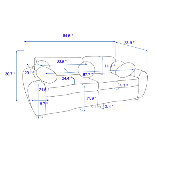 English Elm Modern Sofa - 84" White Corduroy Upholstered Couch, Stylish Sectional Love Seat For Home & Office W2363S00074