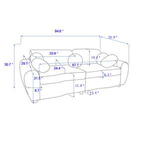English Elm Modern Corduroy Sofa Couch - 84" Stylish Grey Sectional Love Seat For Apartment & Home Office Comfort W2363S00077