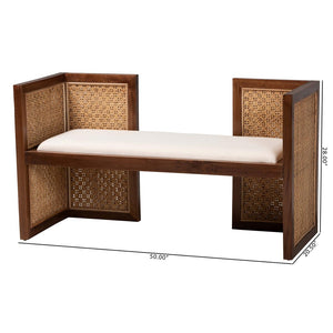 English Elm Japandi Woven Jute Bench with Sculptural Hourglass Legs for Entryway or Bedroom B2750P467756