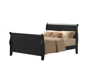 English Elm Louis Philippe Iii Sleigh Bed In Elegant Black Finish – Timeless Design With Durable Construction B2726S00281