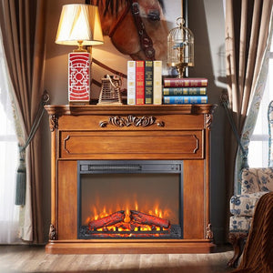 English Elm 23 Inch Electric Fireplace Insert with Flickering Log Flame and 5000 Btu Heater W1769P255456