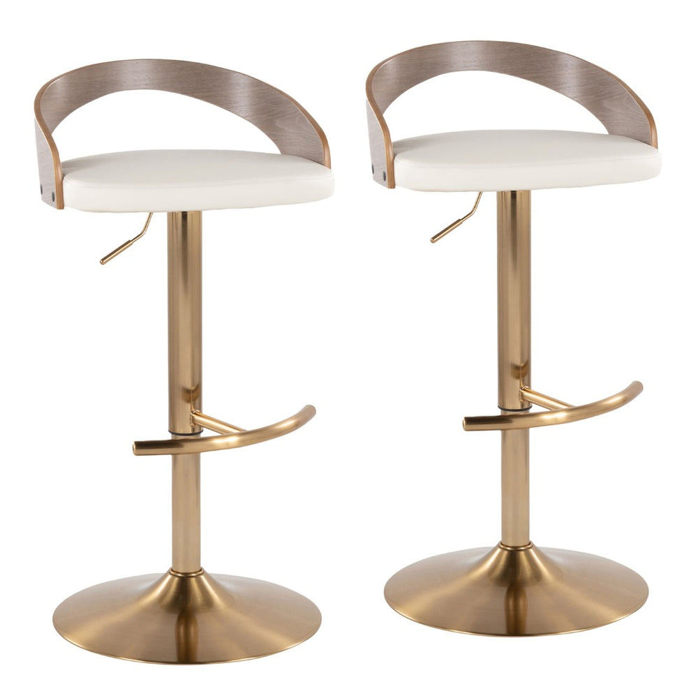 English Elm Adjustable Swivel Barstools Set of Two with Chrome Base Mid-century Kitchen Counter Seating B202S01971