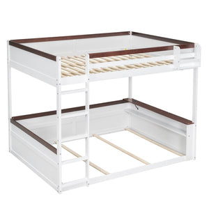 English Elm Queen Size Wooden Bunk Bed With Storage, Led Light, Usb Charging & Shelves For Modern Living Space N7090005006K-GIGA