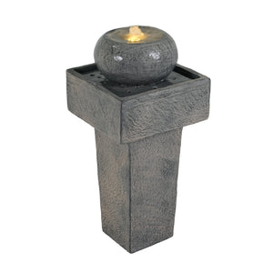 English Elm Christopher Knight Home® - 25.59"H Minimalist Concrete Column Fountain with LED Illumination, Durable Weatherproof Outdoor Accent N765P324547G