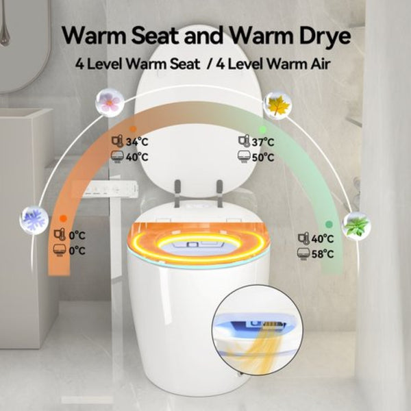 English Elm Unique Smart One Piece Toilet Bidet Heated Seat Auto Flush Warm Air Dryer Spa W3133P384811