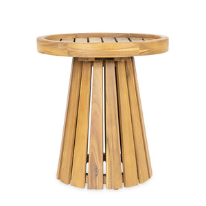 English Elm Outdoor Solid Acacia Hardwood Round Side Table for Patio Lounge and Living Spaces N772P378684T