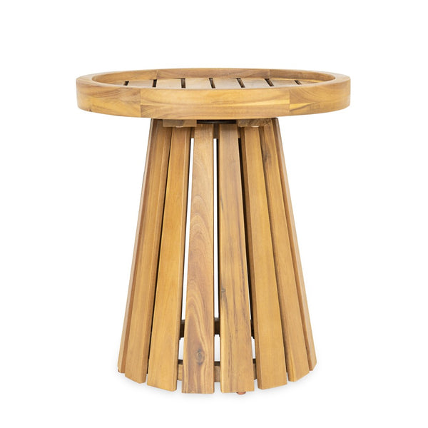 English Elm Outdoor Solid Acacia Hardwood Round Side Table for Patio Lounge and Living Spaces N772P378684T