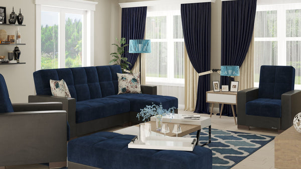 English Elm Primenest Convertible Chaise Lounge With Storage - Plush Microfiber Sleeper In Emerald Blue B030P303538-GIGA