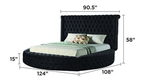 English Elm HAZEL King 5PC Vanity Set Tufted Velvet Bed with Speakers & USB, Solid Wood, Storage, Black B009S00818