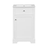 English Elm 20" Bathroom Vanity With Sink, Bathroom Cabinet With Soft Closing Door, Storage Rack and Adjustable Shelve, White