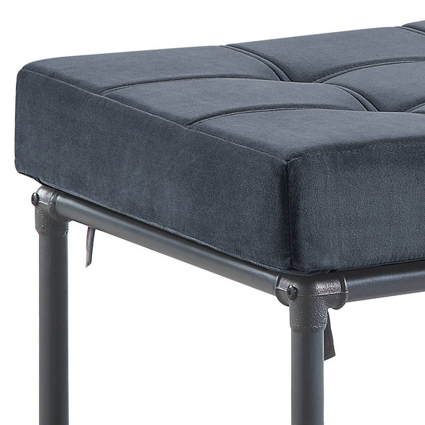 English Elm Brantley Gray Velvet Ottoman with Sandy Gray Finish — Memory Foam Seat, Metal Frame, Accent Pillow Included B2726P287570