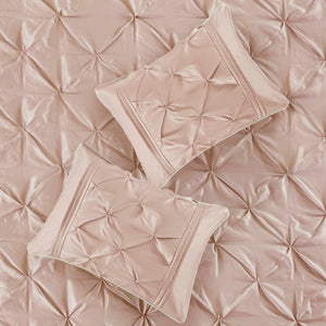 English Elm 7 Piece Tufted Comforter Set In Blush King - Elegant Bedding Collection For Stylish Comfort Decor B03597045
