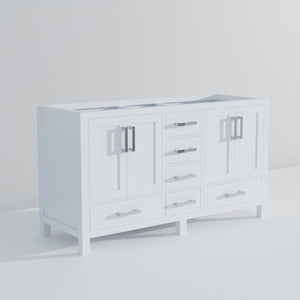 English Elm White Double Sink Vanity 60" W - Elegant Solid Wood Design With Ample Storage & Soft-Close Features B2731P258868-GIGA