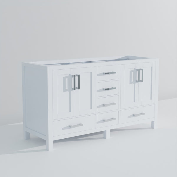 English Elm White Double Sink Vanity 60" W - Elegant Solid Wood Design With Ample Storage & Soft-Close Features B2731P258868-GIGA