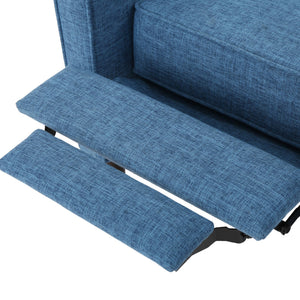 English Elm Christopher Knight Home® - Fabric Recliner Chair Mid-Century Modern Pushback Single Sofa with Tufted Cushion, Birch Legs, Cozy Comfort Blue 60741.00MBLU