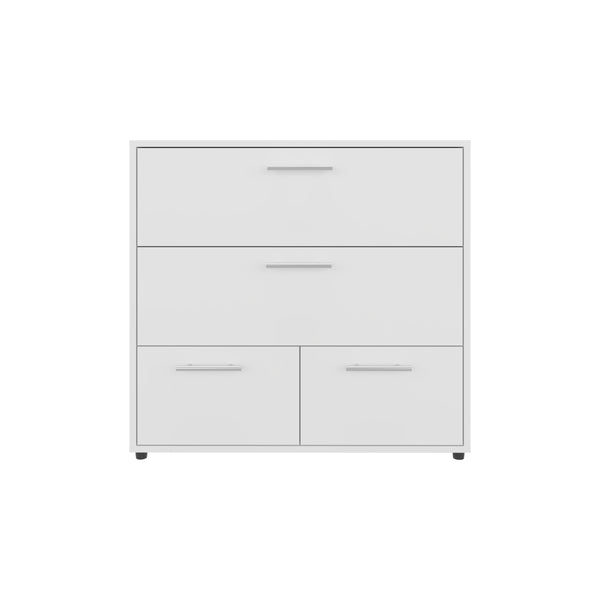 English Elm Alpine Wide Four Drawer Dresser – 31.5" White MDF Storage, Minimalist Design, Smooth-Glide Drawers B200P335332
