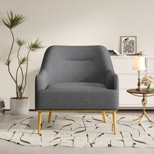 English Elm Modern Chenille Armchair with Curved Back Gold Legs Plush Accent Seat for Any Room Dark Gray N763P360684R