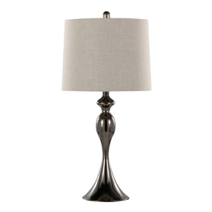 English Elm Ashland 27" Contemporary Gun Metal Table Lamp Set of 2 with Grey Slub Linen Shades, 3-Way Dimmer B202P224093