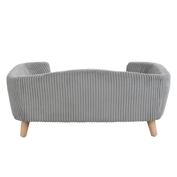 English Elm Christopher Knight Home® - Elevated Dog Bed Frame with Corduroy Pet Couch, Rubber Wood Legs, Supportive Foam for Small Dogs Gray N779P179967G