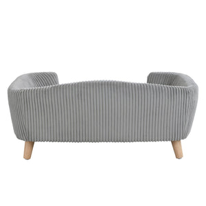 English Elm Elevated Pet Sofa with Corduroy Upholstery Rubberwood Legs and Supportive Foam for Small Dogs Grey N779P395017G