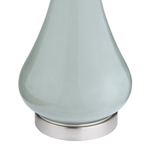 Crestview Collection 30.25"H Elegant Seafoam Glass Table Lamp With Linen Shade, Modern Nickel Base & 3-way Socket   Cvabs2447
