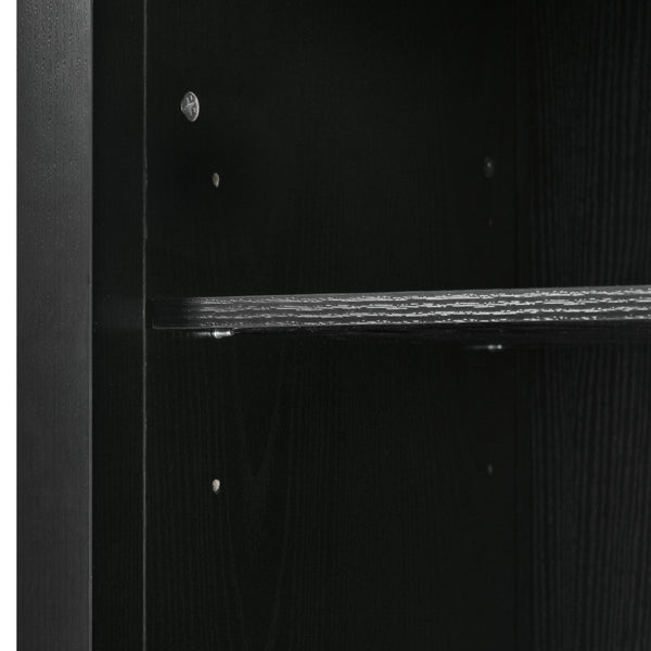 English Elm K&K 58" Farmhouse Kitchen Island with Sliding Barn Door, Drop Leaf, Glass Rack, Locking Wheels, Power Black N707P349811B