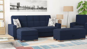 English Elm PrimeNest NimbusFlow Upholstered Ottoman with Storage and Click-Clack Tech, Microfiber Comfort 52" Dark Blue B030P280965