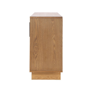 English Elm Christopher Knight Home® - Modern Sideboard - 59" Natural Finish Mdf Storage Cabinet With 4 Doors, Metal Handles For Home Use N780P352310N