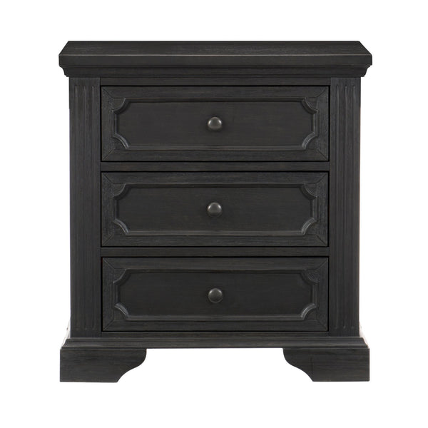 English Elm Traditional Bolingbrook 3-Drawer Nightstand with Framed Detail, Pine Veneer Finish, Knob Hardware Charcoal 31.25 L x 20.25 W x 32.25 H B011P233653
