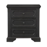 Rustic Charcoal Nightstand with 3 Drawers - Traditional Bedroom Furniture