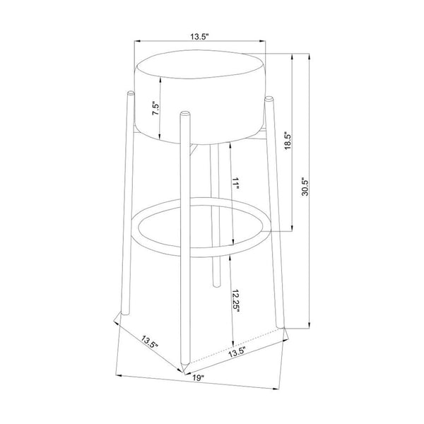English Elm Set Of 2 Modern Backless Upholstered Bar Stools - White & Black, Space-Saving Design For Any Space B016P369756-GIGA