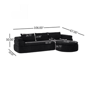 English Elm 106" L-shaped Sectional Sofa Modular Chaise Lounge Neutral Fabric Living Room Black N771P396321H_N771P396322H