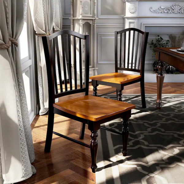 English Elm Transitional Westerham Arm Chair Set of 2 — Dark Cherry wood, upholstered comfort, gold-capped legs elegance Black,Oak 41 L x 20 W x 12 H B2741P408862