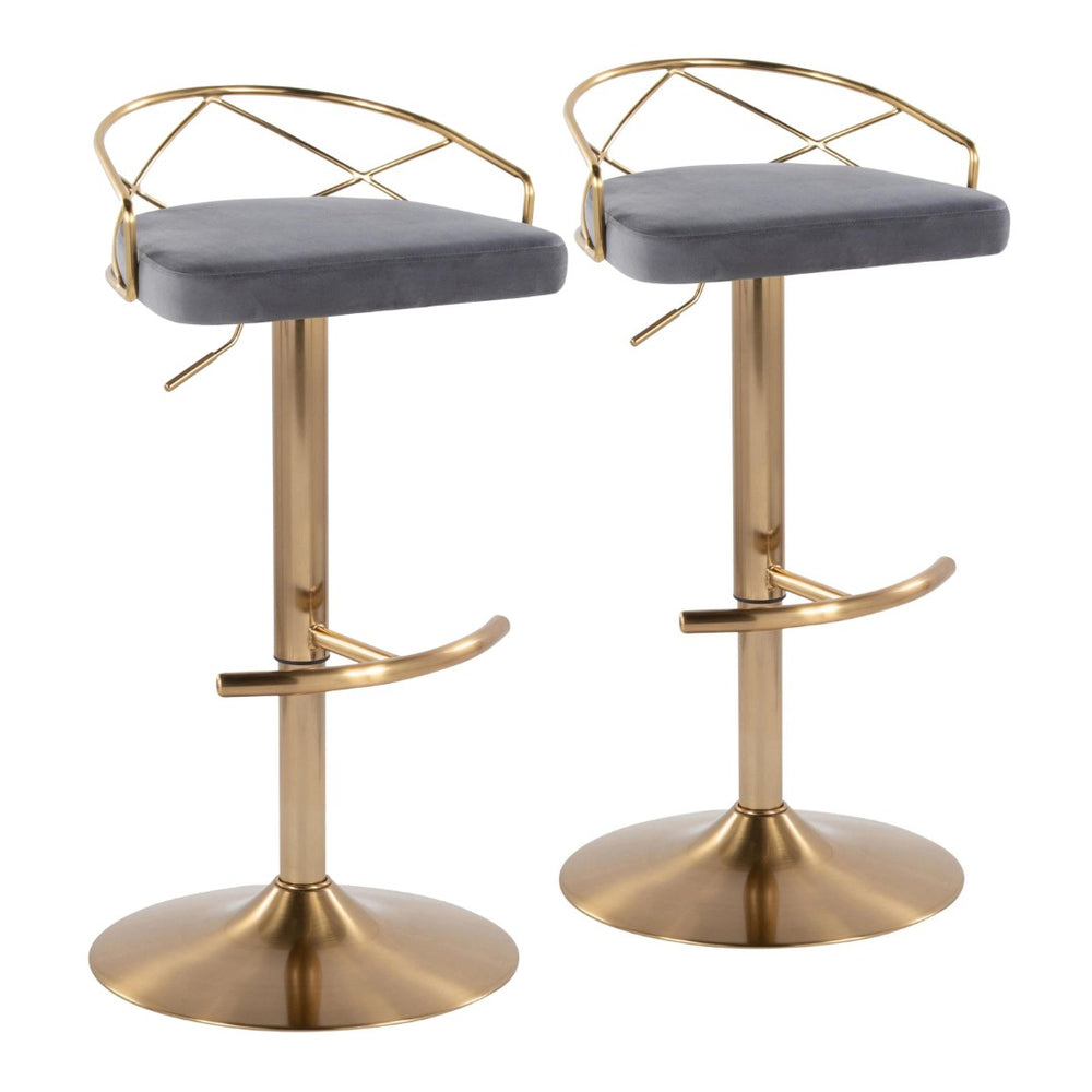 English Elm Adjustable Swivel Barstools Mid-century Modern Walnut and Cream Faux Leather Set of 2 Grey B202S02171
