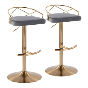 English Elm Adjustable Swivel Barstools Mid-century Modern Walnut and Cream Faux Leather Set of 2 Grey B202S02171