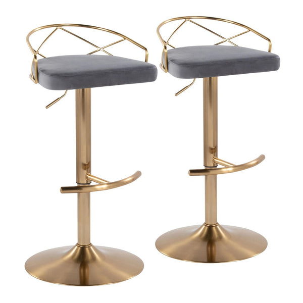 English Elm Adjustable Swivel Barstools Mid-century Modern Walnut and Cream Faux Leather Set of 2 Grey B202S02171