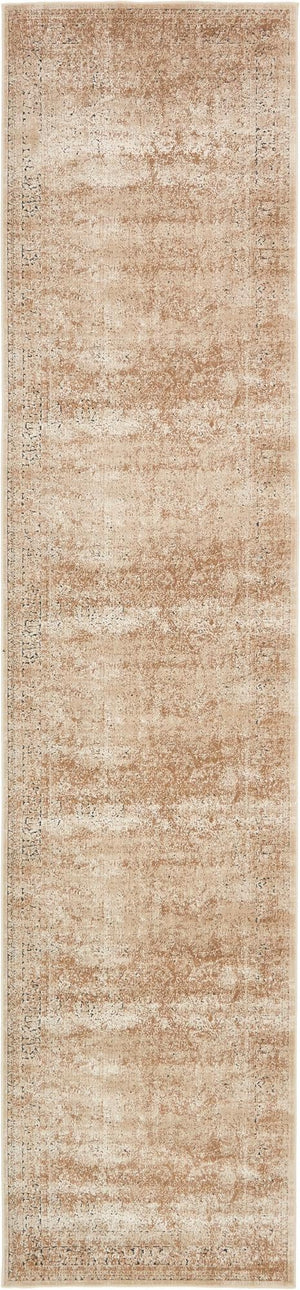 Unique Loom Chateau Jefferson Machine Made Border Rug Beige, Beige/Ivory/Light Brown/Blue 3' 0" x 13' 1"
