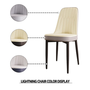 English Elm A Set of Four Mid-century Pu Leather Dining Chairs with Cushioned Seats Metal Legs W2189S00830