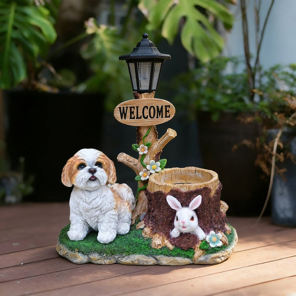 English Elm Sitting Corgi Resin Planter Sculpture Whimsical Porch Garden Decor with Succulent Cavity W5398P464240