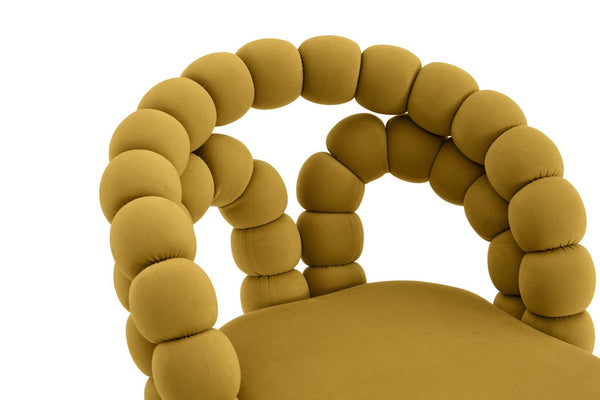 English Elm Modern Velvet Bubble Back Swivel Chair Glam Upholstered Seat for Vanity or Desk Gold,Yellow W3875P442946