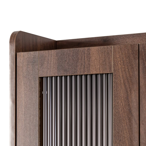 English Elm Kitchen Pantry Hutch Organizer for Clutter-Free Kitchens with Spacious Cabinets, Drawer & Counter Space Walnut W331P309435