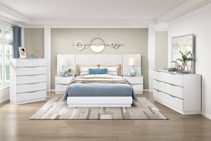 English Elm Luxurious Pearl White Six Drawer Dresser Glam Bedroom Storage Textured Panels B011P455645