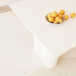 English Elm 63" Timeless Cream Mdf Dining Table Set With 4 Beige Pu Chairs & Black Metal Legs For Home Use W2189S00761