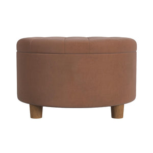English Elm Jo Round Velvet Storage Ottoman Tufted Lift Top with Walnut Legs for Living Room Brown Mix B056P416970